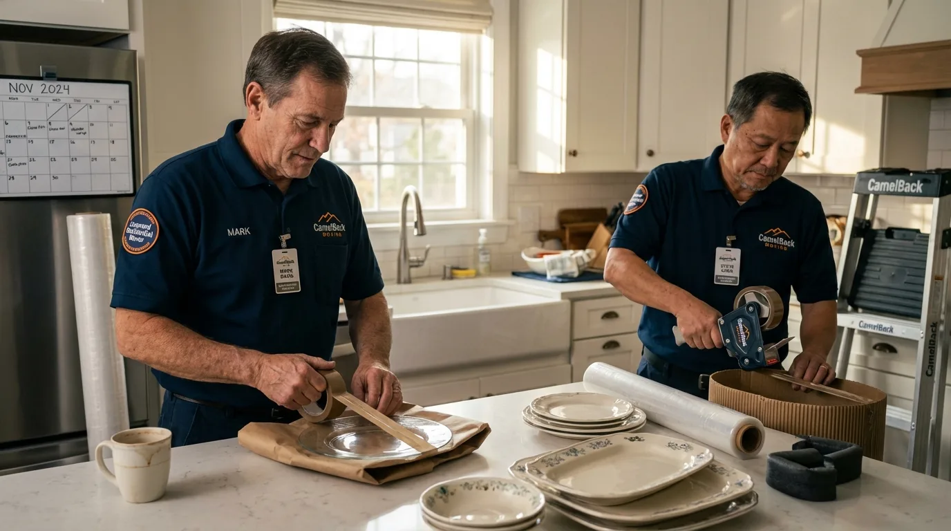 Professional crew packing kitchen dishware in Camarillo, CA